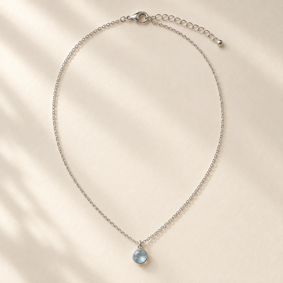 Sora Blue Necklace, Silver / Pale Blue, full necklace