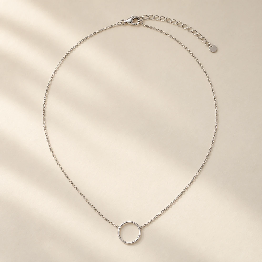 Maru Circle Necklace, Silver, full necklace